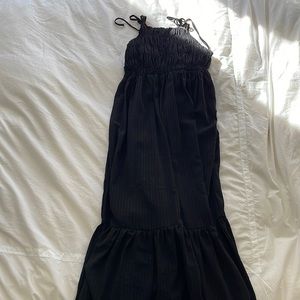 Black Zara Maxi Dress With Smocked Bodice